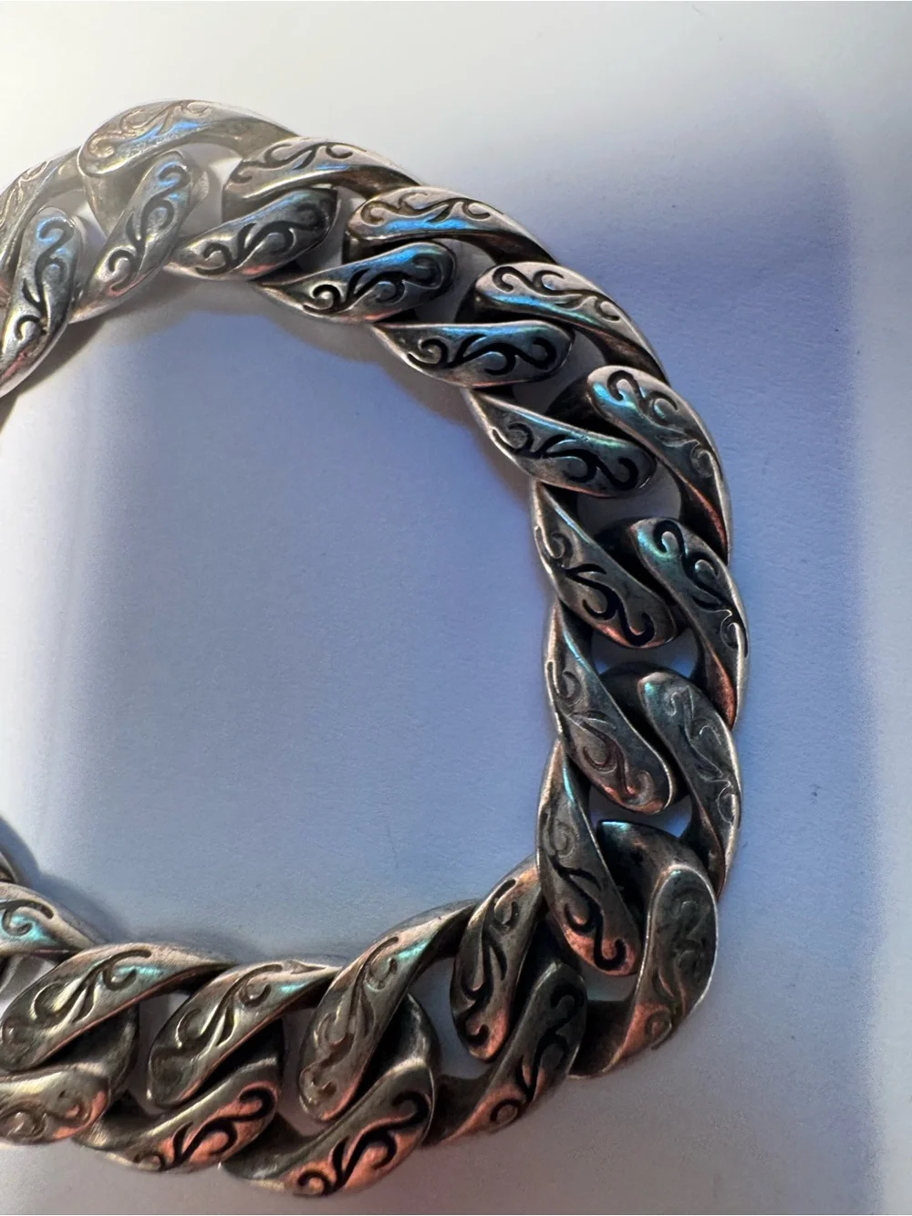 Men's Silver-Tone Serpent Link Bracelet - Sculpted Chain Design